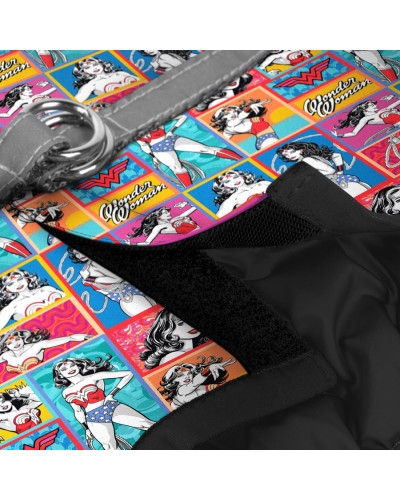 Шлея для собак м'яка WAUDOG Clothes з QR паспортом, малюнок "Чудо-жінка комікс", XS1, В 24-27 см, С 18-20 см