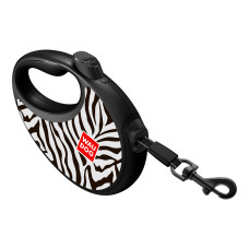 Повідець-рулетка для собак WAUDOG R-leash з контейнером для пакетів, малюнок "Зебра", світловідбивна стрічка, M, до 20 кг, 5 м