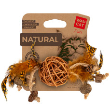 Іграшка для котів WAUCAT Fun Natural Плетений м'ячик з дзвіночком, 20 см