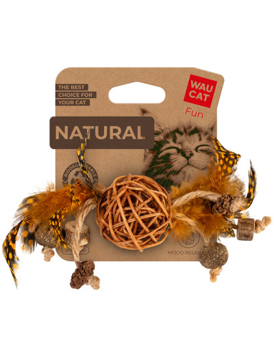 Іграшка для котів WAUCAT Fun Natural Плетений м'ячик з дзвіночком, 20 см
