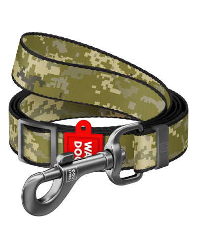 Повідець для собак з нейлону регульований WAUDOG Nylon малюнок "Мілітарі", розмір S, Ш 15 мм, Д 152-183 см