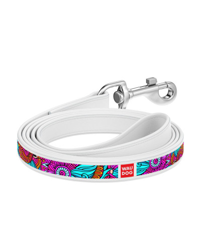 Повідець WAUDOG Design з малюнком "Літо" (ширина 18 мм, довжина 122 см) білий