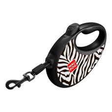 Повідець-рулетка для собак WAUDOG R-leash з контейнером для пакетів, малюнок "Зебра", світловідбивна стрічка, M, до 20 кг, 5 м