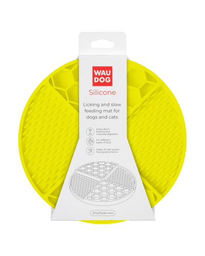 Килимок для злизування і повільного харчування WAUDOG Silicone, 211х211х30 мм, жовтий