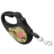 Повідець-рулетка для собак WAUDOG R-leash, малюнок "Мілітарі", M, до 25 кг, 5 м, світловідбиваюча стрічка