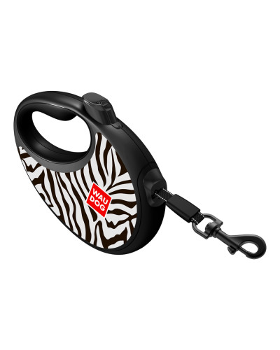 Повідець-рулетка для собак WAUDOG R-leash з контейнером для пакетів, малюнок "Зебра", світловідбивна стрічка, S, до 12 кг, 3 м