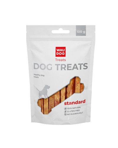 Ласощі для собак WAUDOG Treats "Курячі в'ялені полоси", 100 г