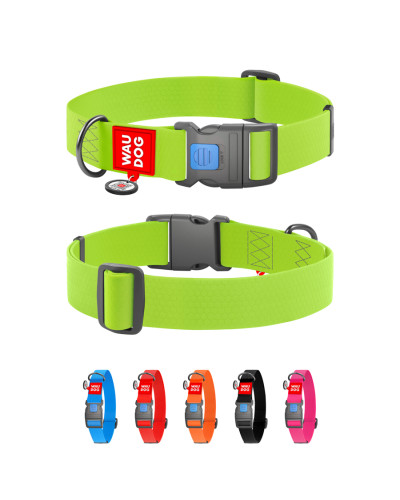Нашийник для собак водостійкий WAUDOG Waterproof з QR паспортом, пластиковий фастекс, XXL, Ш 40 мм, Дов 46-70 см, салатовий