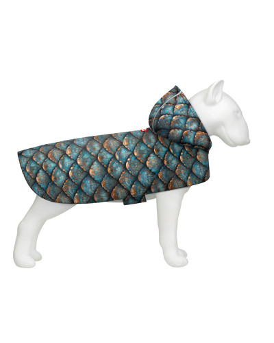 Дощовик-накидка з капюшоном для собак WAUDOG Clothes, малюнок "Луска", L, А 48-52 см, B 60-70 см, С 42-52 см