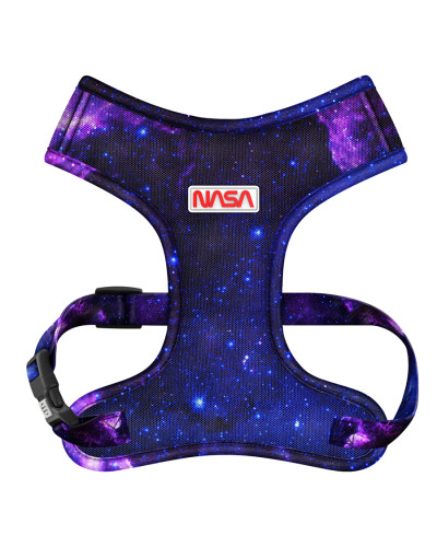 Шлея для собак дихаюча WAUDOG Mesh с QR адресником, малюнок «NASA21», XS, А 24 см, В 30-36 см