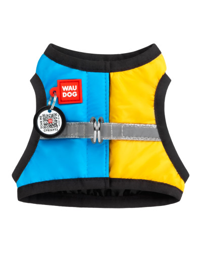 Шлея для собак м'яка WAUDOG Clothes з QR паспортом, "Colors of freedom", XS4, В 36-39 см, С 26-28 см