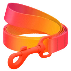 Повідець для собак з нейлону WAUDOG Nylon Recycled, градієнт, кольоровий карабін, M, Ш 20 мм, Д 122 cм, помаранчевий