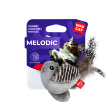 Іграшка для котів WAUCAT Fun Melodic Пташка зі звуковим чипом, штучне хутро, плюш, 130 мм