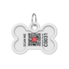 Адресник для собак і котів металевий WAUDOG Smart ID з QR паспортом, малюнок "Бетмен візерунок", кістка, Д 40 мм, Ш 28 мм