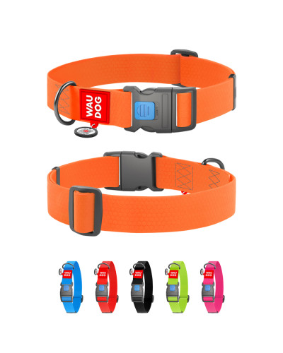Нашийник для собак водостійкий WAUDOG Waterproof з QR паспортом, пластиковий фастекс, XXL, Ш 40 мм, Дов 46-70 см, помаранчевий