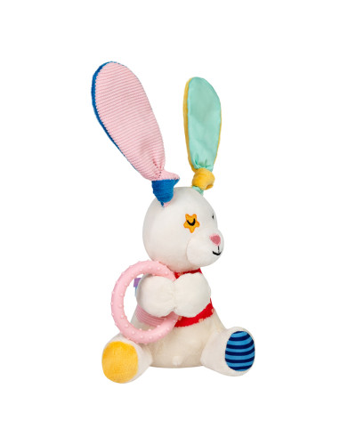 Іграшка для собак Зайчик з кільцем та пищалкою GiGwi Plush Friendz, текстиль, термопластична гума, 16 см