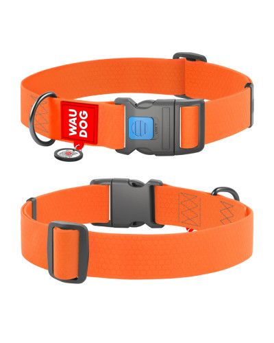 Нашийник для собак водостійкий WAUDOG Waterproof з QR паспортом, пластиковий фастекс, XXL, Ш 40 мм, Дов 46-70 см, помаранчевий