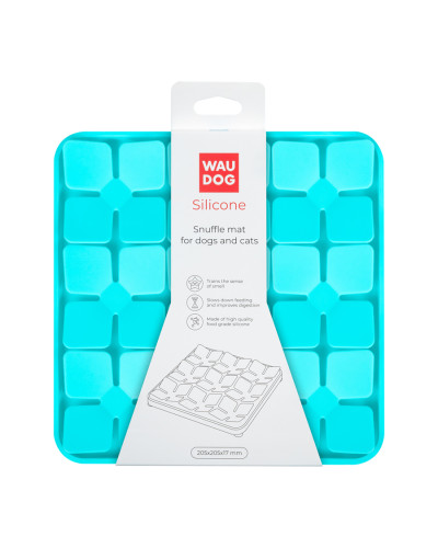 Килимок для пошуку корму WAUDOG Silicone, 205х205х17 мм, блакитний