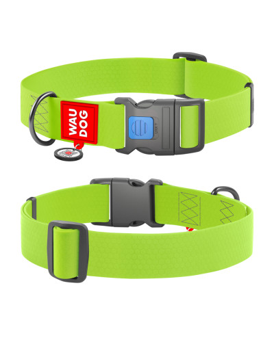 Нашийник для собак водостійкий WAUDOG Waterproof з QR паспортом, пластиковий фастекс, XXL, Ш 40 мм, Дов 46-70 см, салатовий