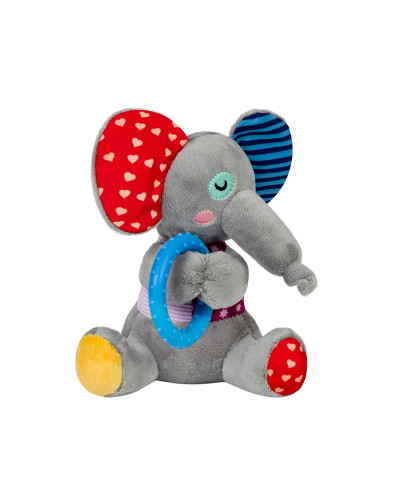 Іграшка для собак Слоненя з кільцем та пищалкою GiGwi Plush Friendz, текстиль, термопластична гума, 16 см