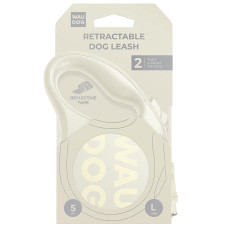 Повідець-рулетка для собак WAUDOG R-leash Monochrome White, L, до 50 кг, 5 м, світловідбивна стрічка, біла