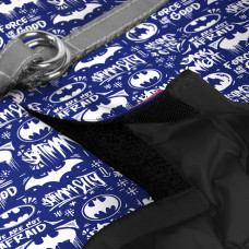 Шлея для собак м'яка WAUDOG Clothes з QR паспортом, малюнок "Бетмен біло-блакитний", XS1, В 24-27 см, С 18-20 см