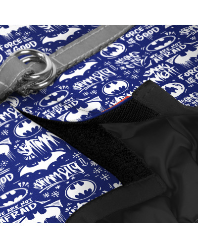Шлея для собак м'яка WAUDOG Clothes з QR паспортом, малюнок "Бетмен біло-блакитний", XS1, В 24-27 см, С 18-20 см