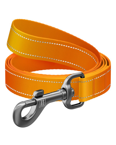 Повідець для собак нейлоновий WAUDOG Nylon Mono, світловідбивний, S, Ш 15 мм, Дов 122 см помаранчевий
