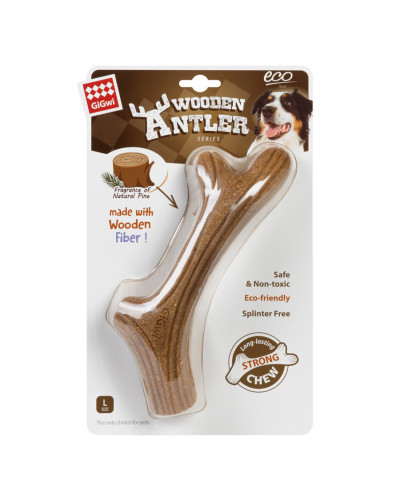 Іграшка для собак Ріг жувальний GiGwi Wooden Antler, дерево, полімер, L