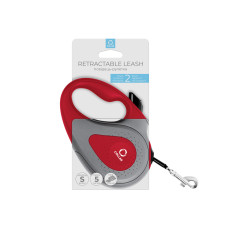 Повідець-рулетка CoLLaR для собак, розмір S, 15 кг, 5 м, світловідбивна стрічка, червоний