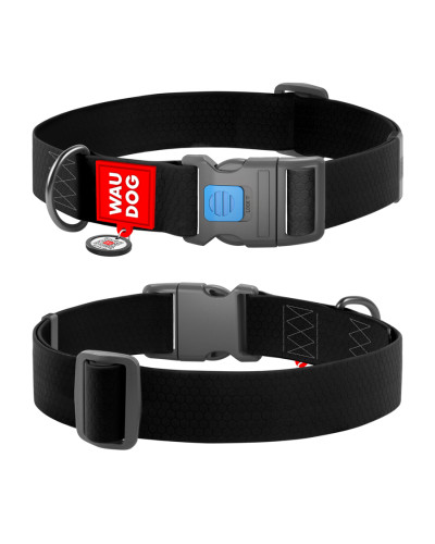 Нашийник для собак водостійкий WAUDOG Waterproof з QR паспортом, пластиковий фастекс, XXL, Ш 40 мм, Дов 46-70 см, чорний