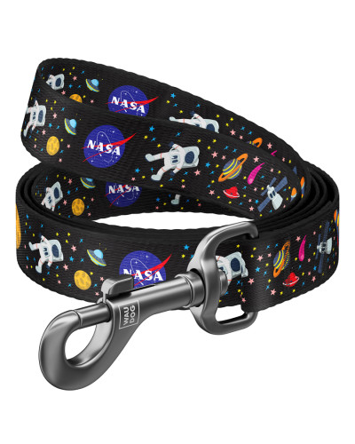 Повідець для собак нейлоновий WAUDOG Nylon, малюнок "NASA", Ш 20 мм, Дов 122 см