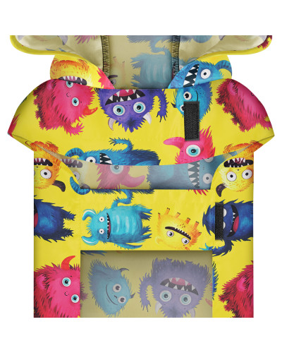 Дощовик-накидка з капюшоном для собак WAUDOG Clothes, малюнок "Мохнаті монстри", S, А 32-35 см, B 41-52 см, С 26-33 см