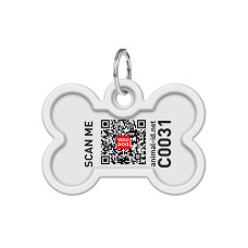 Адресник для собак і котів металевий WAUDOG Smart ID з QR паспортом, малюнок "Мохнаті монстри", кістка, Д 40 мм, Ш 28 мм
