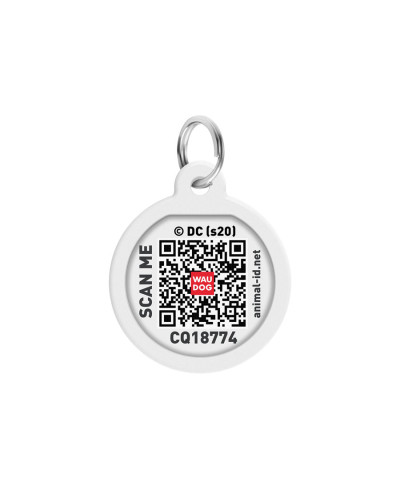 Адресник для собак та котів металічний WAUDOG Smart ID з QR паспортом, малюнок "Бетмен візерунок", круг, Д 25 мм