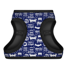 Шлея для собак м'яка WAUDOG Clothes з QR паспортом, малюнок "Бетмен біло-блакитний", XS1, В 24-27 см, С 18-20 см