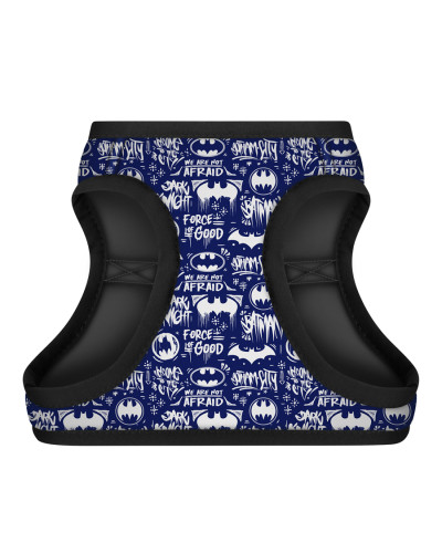 Шлея для собак м'яка WAUDOG Clothes з QR паспортом, малюнок "Бетмен біло-блакитний", XS1, В 24-27 см, С 18-20 см