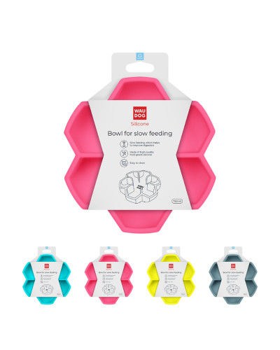 Миска для повільного харчування WAUDOG Silicone, 750 мл, рожевий