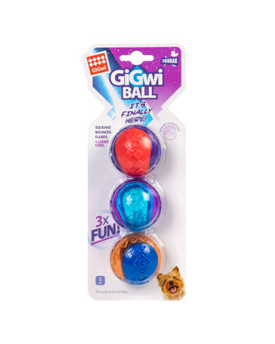 Іграшка для собак Три м'ячі з пищалкою GiGwi BALL, гума, 5 см
