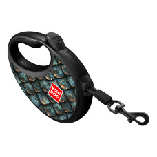 Повідець-рулетка для собак WAUDOG R-leash з контейнером для пакетів, малюнок "Луска", світловідбивна стрічка, M, до 20 кг, 5 м