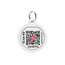 Адресник для собак і котів металевий WAUDOG Smart ID з QR паспортом, малюнок "Зубасті монстри", коло, Д 25 мм