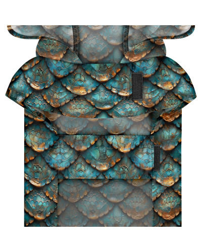 Дощовик-накидка з капюшоном для собак WAUDOG Clothes, малюнок "Луска", XS, А 26-29 см, B 32-41 см, С 21-26 см