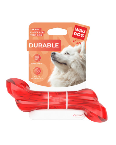 Іграшка для собак WAUDOG Fun Durable Кістка, термопластична гума, 200 мм, червоний