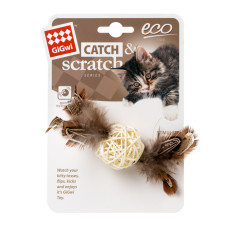 Іграшка для котів Плетений м'ячик з дзвіночком GiGwi Catch&scratch, 13 см