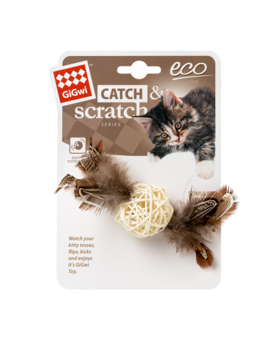 Іграшка для котів Плетений м'ячик з дзвіночком GiGwi Catch&scratch, 13 см