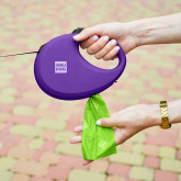 Повідець-рулетка для собак WAUDOG R-leash з контейнером для пакетів, світловідбивна стрічка, L, до 40 кг, 5 м, фіолетовий
