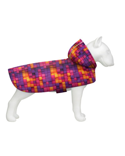 Дощовик-накидка з капюшоном для собак WAUDOG Clothes, малюнок "Куби 3Д",L, А 48-52 см, B 60-70 см, С 42-52 см