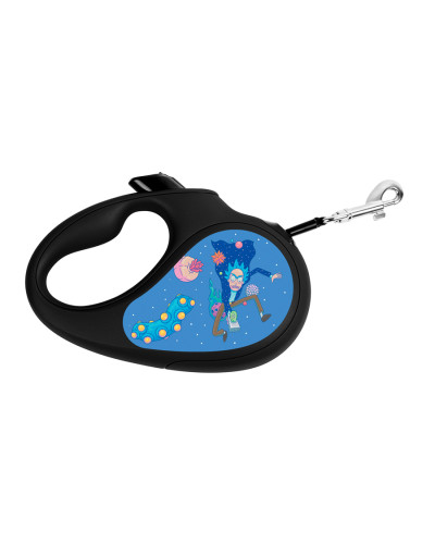 Повідець-рулетка для собак WAUDOG R-leash, малюнок "Рік та Морті 3", L, до 50 кг, 5 м, світловідбиваюча стрічка чорний