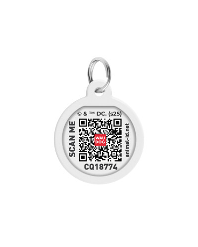 Адресник для собак і котів металевий WAUDOG Smart ID з QR паспортом, малюнок "Флеш лого", коло, Д 25 мм