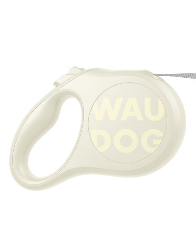 Повідець-рулетка для собак WAUDOG R-leash Monochrome White, S, до 15 кг, 5 м, світловідбивна стрічка, біла